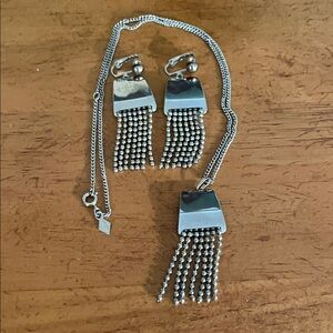 Sarah Coventry Elegant Silver Tassel Necklace and Earring Set